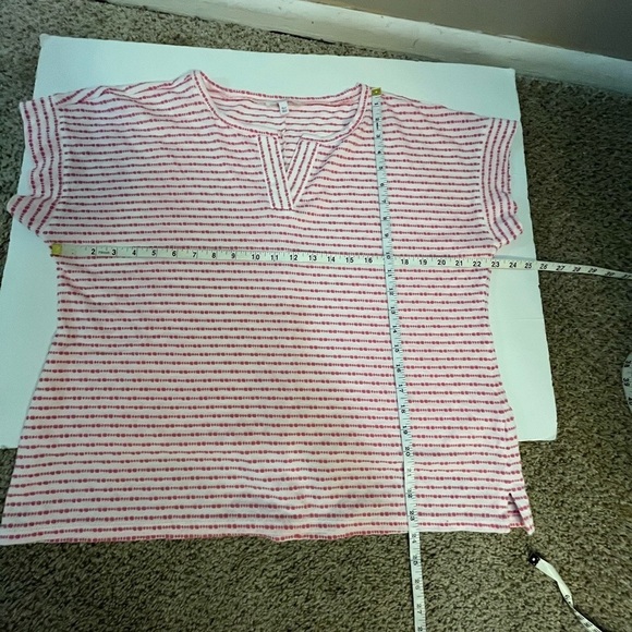 Set of 2 PetiteT by Talbots Tops Textured Dot Stripe Tee Shirts Womens XLp - Picture 4 of 15